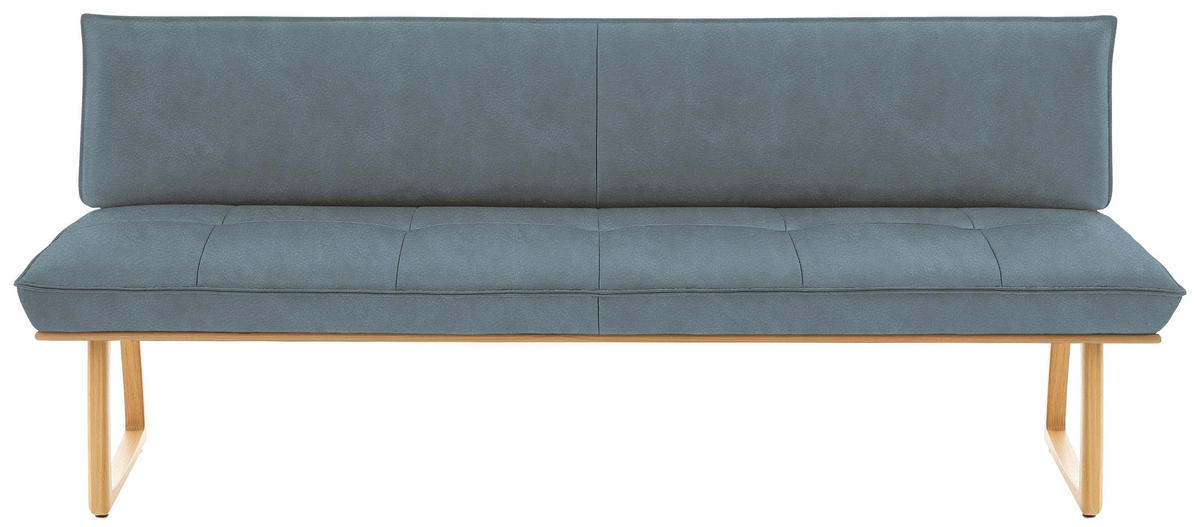 SITZBANK in Holz, Leder Wildeiche, Graublau  - Wildeiche/Graublau, Design, Leder/Holz (214/88/66cm) - Koinor