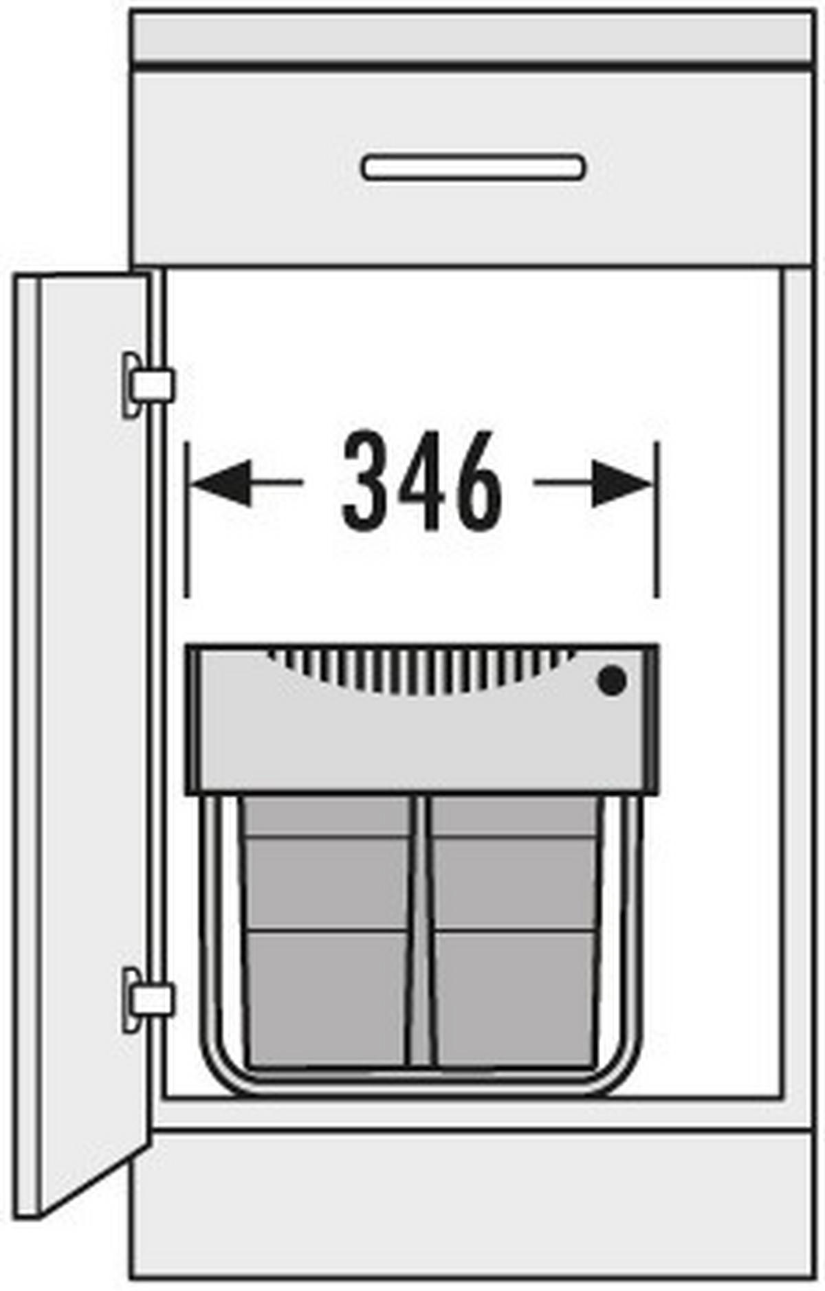 EINBAUABFALLSAMMLER 1x 18 Liter 2x 8 Liter l  Metall  - Dunkelgrau/Silberfarben, Basics, Kunststoff/Metall (34,6/33,6/47,5cm) - HKT