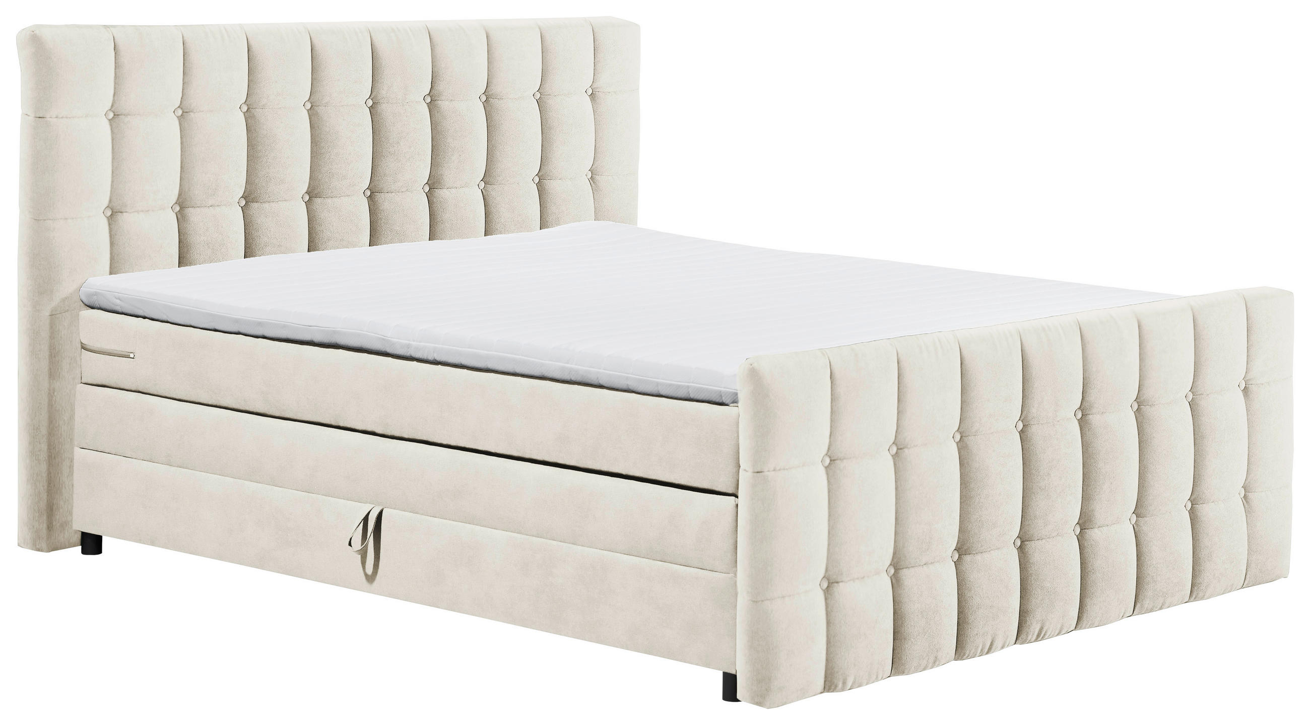 BOXSPRINGBETT 180/200 cm  in Creme  - Creme/Schwarz, MODERN, Holzwerkstoff/Kunststoff (180/200cm) - MID.YOU