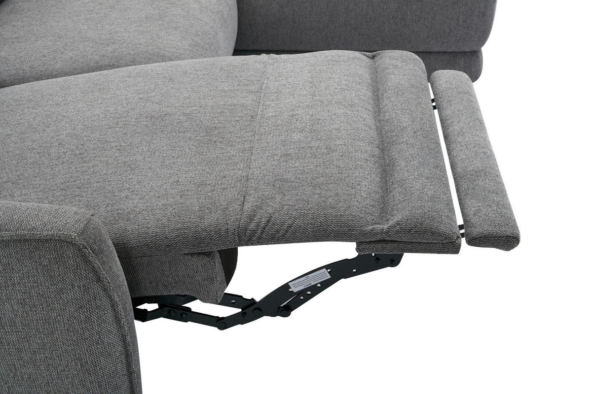 ECKSOFA in Struktur Grau  - Chromfarben/Grau, Modern, Textil/Metall (239/168cm) - MID.YOU