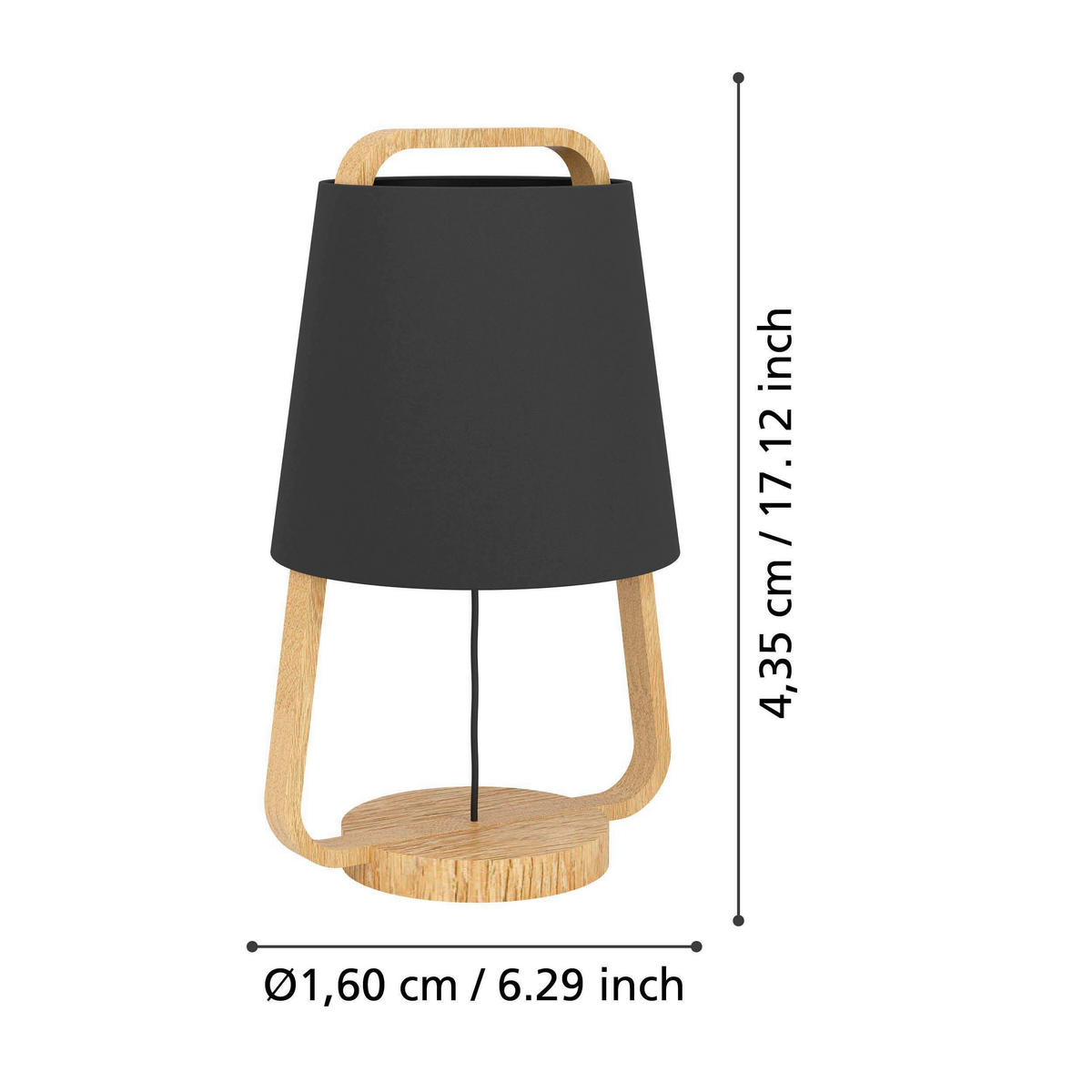 TISCHLEUCHTE 24/43,5 cm   - Schwarz/Braun, Natur, Holz/Textil (24/43,5cm) - Eglo