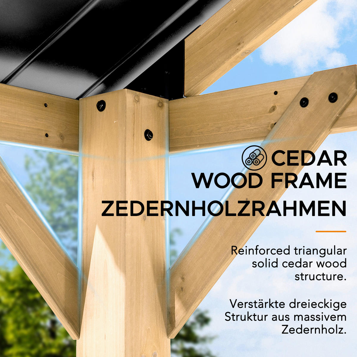 PAVILLON 404/306/465 cm  - Anthrazit/Naturfarben, Basics, Holz/Metall (404/306/465cm) - Modante