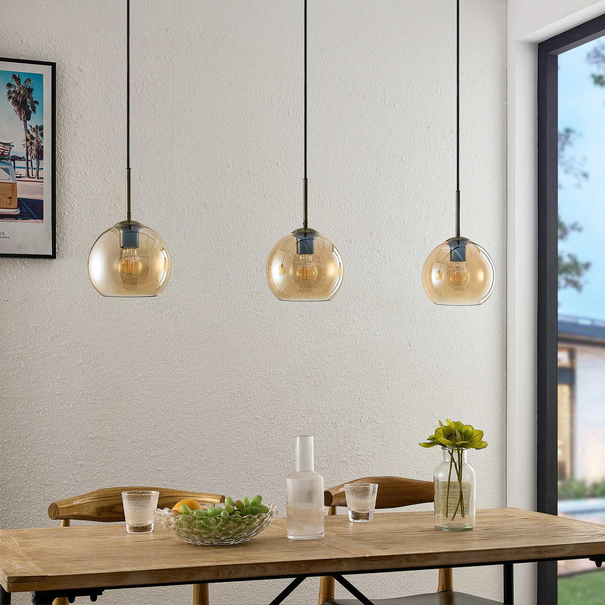 HÄNGELEUCHTE Leonie 110/20/150 cm   - Bernsteinfarben, Basics, Glas/Metall (110/20/150cm) - Novel