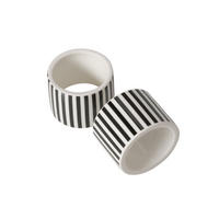 SERVIETTENRING    - Schwarz/Weiß, Basics, Keramik (5,2/3,8cm)