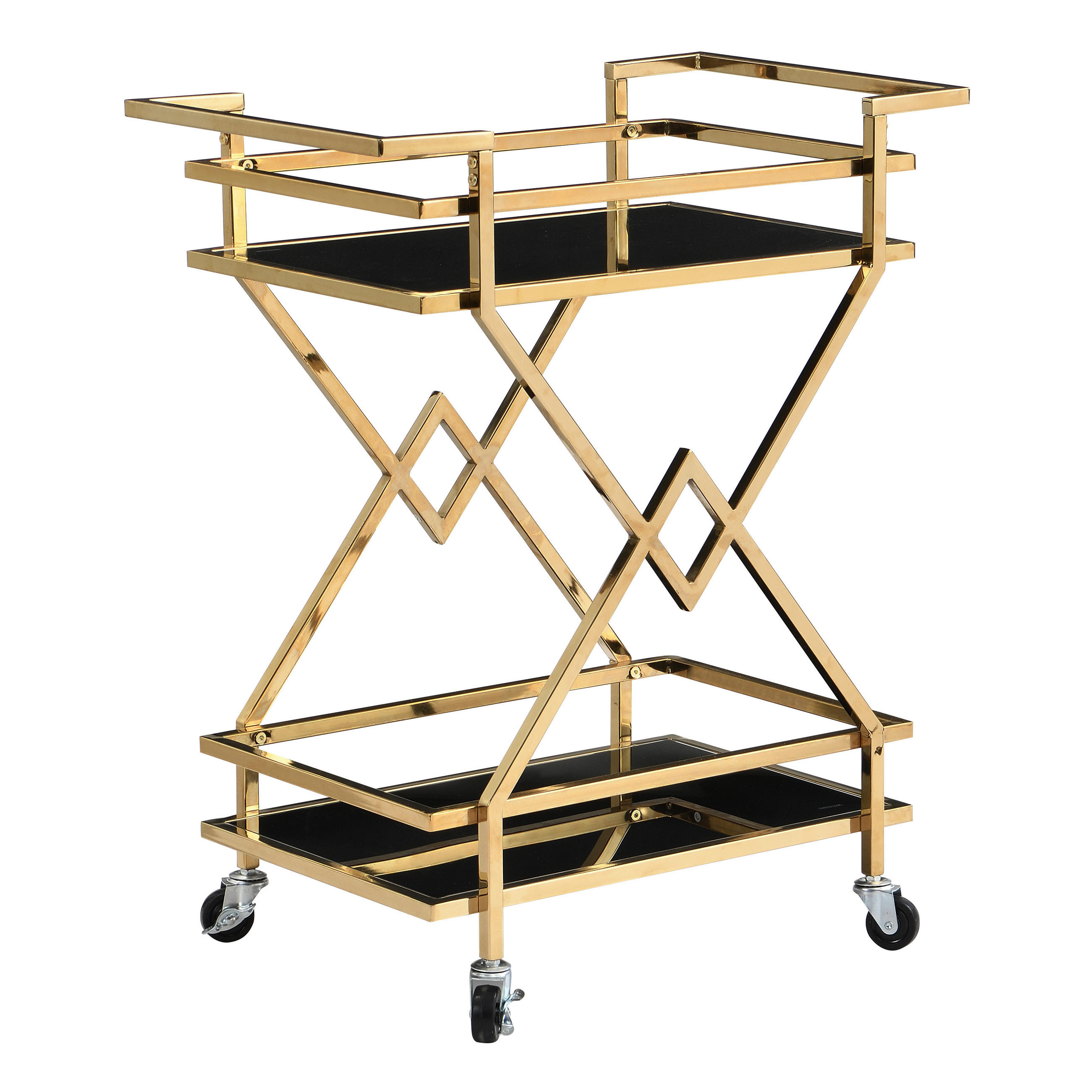 SERVIERWAGEN in Schwarz, Goldfarben  - Goldfarben/Schwarz, Design, Glas/Kunststoff (65/40/80cm) - MID.YOU