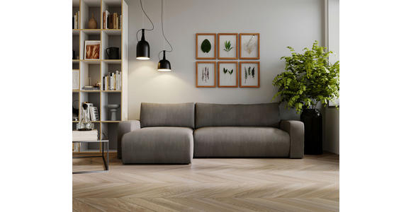 ECKSOFA in Cord Dunkelgrau  - Dunkelgrau/Schwarz, MODERN, Kunststoff/Textil (150/245cm) - Carryhome