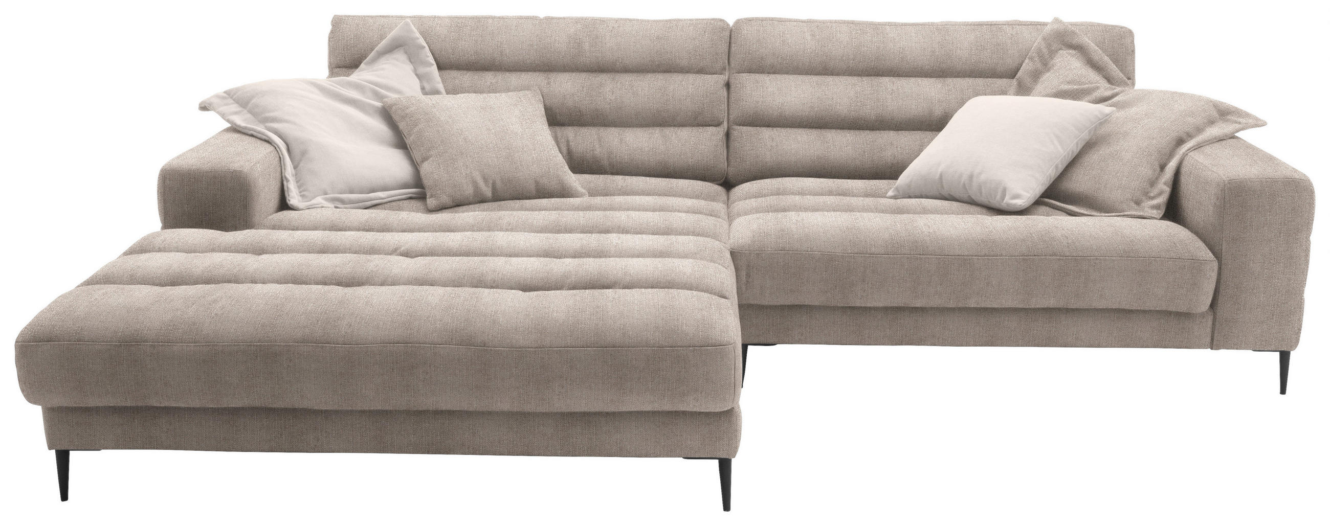 ECKSOFA in Flachgewebe Taupe  - Taupe/Schwarz, Design, Textil/Metall (207/296cm) - Dieter Knoll