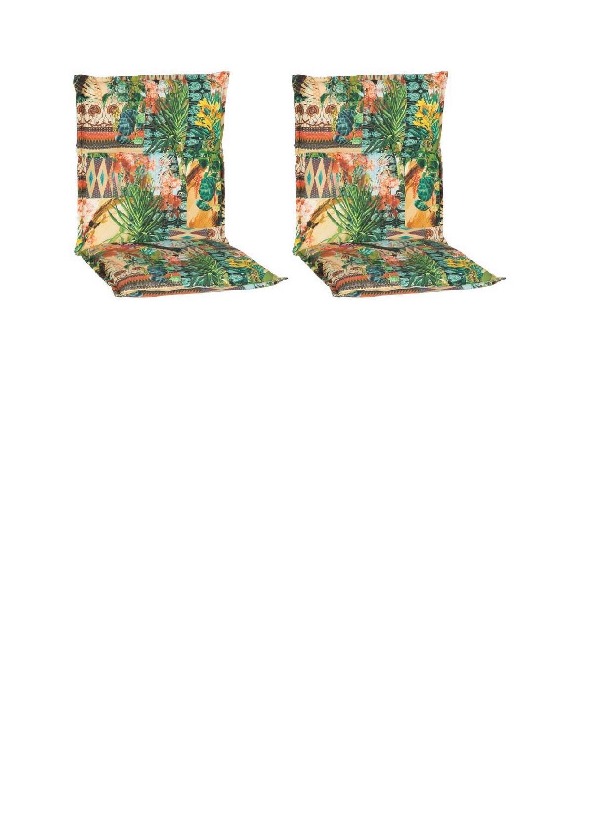 SESSELAUFLAGE in Grün, Beige Blätter  - Beige/Grün, Basics, Textil (98/46/8cm) - Gardenson