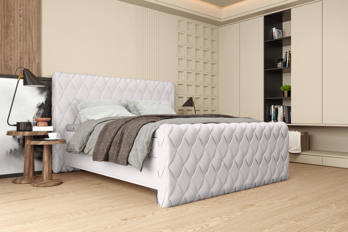 BOXSPRINGBETT 160/200 cm  in Greige  - Greige/Schwarz, Konventionell, Textil/Metall (160/200cm) - Carryhome