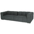 BIGSOFA  in Flachgewebe, Leinenoptik Dunkelgrau  - Dunkelgrau/Schwarz, Design, Textil/Metall (262/66/113cm) - Belluti
