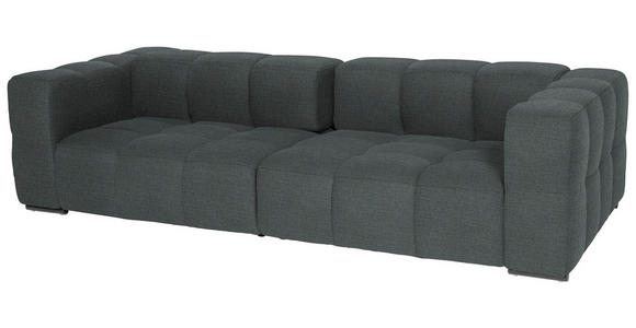 BIGSOFA  in Flachgewebe, Leinenoptik Dunkelgrau  - Dunkelgrau/Schwarz, Design, Textil/Metall (262/66/113cm) - Belluti