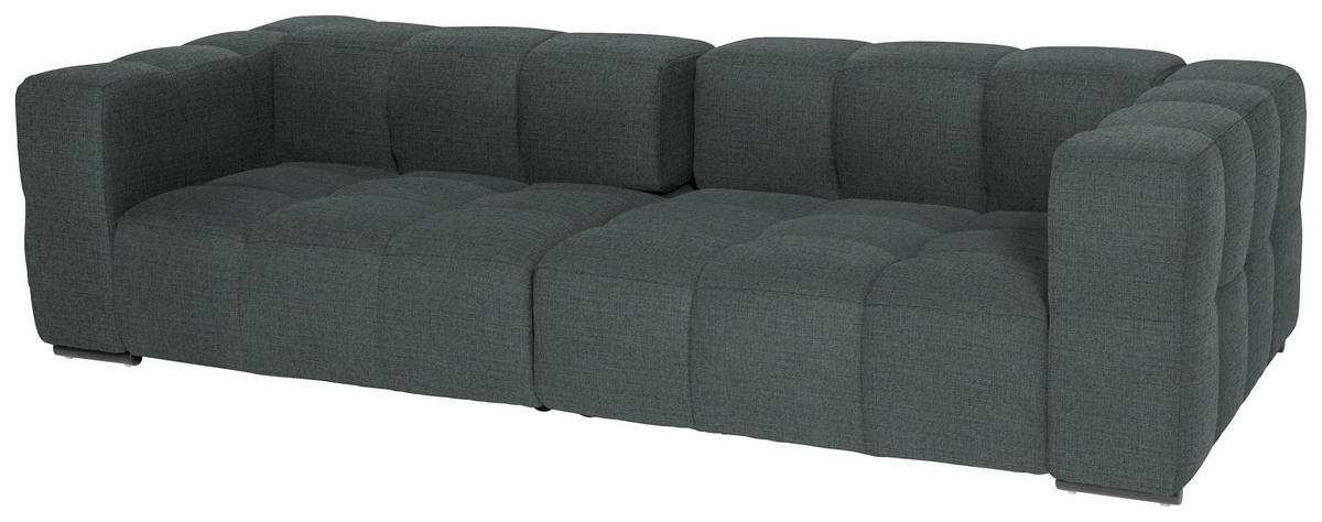 BIGSOFA  in Flachgewebe, Leinenoptik Dunkelgrau  - Dunkelgrau/Schwarz, Design, Textil/Metall (262/66/113cm) - Belluti