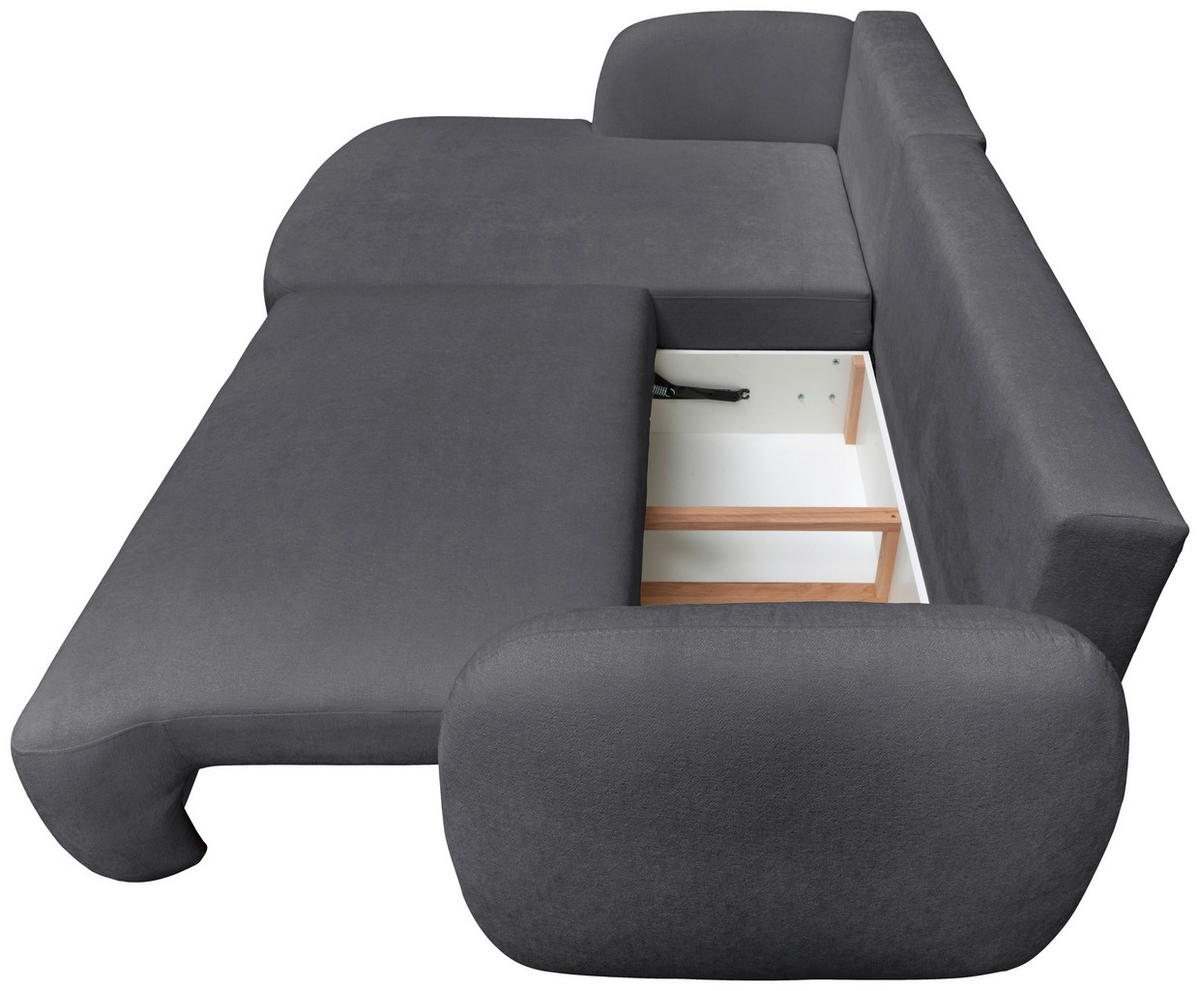 ECKSOFA VELU Graphitfarben Chenille  - Schwarz/Graphitfarben, Design, Textil (175cm) - MID.YOU