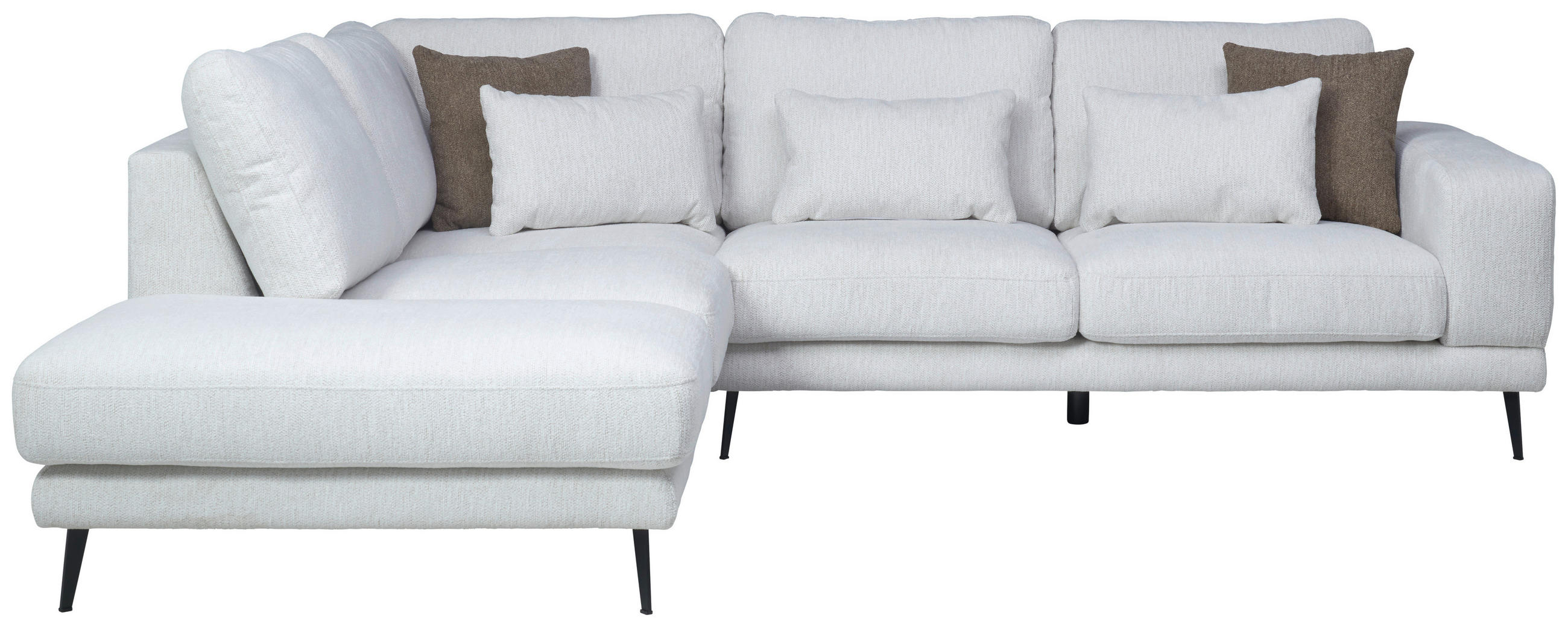 ECKSOFA Beige Struktur  - Beige/Schwarz, KONVENTIONELL, Textil/Metall (237/280cm) - Cantus