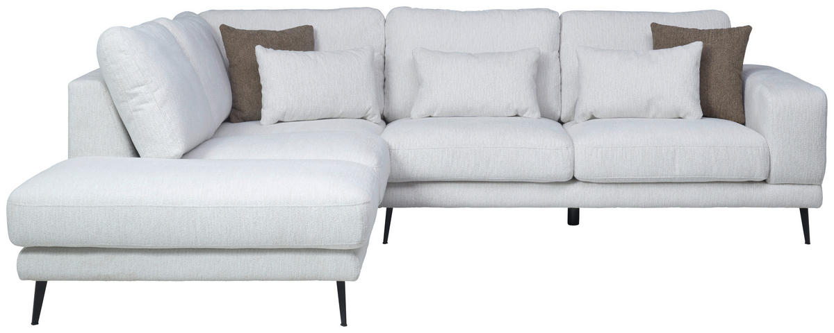 ECKSOFA Beige Struktur  - Beige/Schwarz, KONVENTIONELL, Textil/Metall (237/280cm) - Cantus