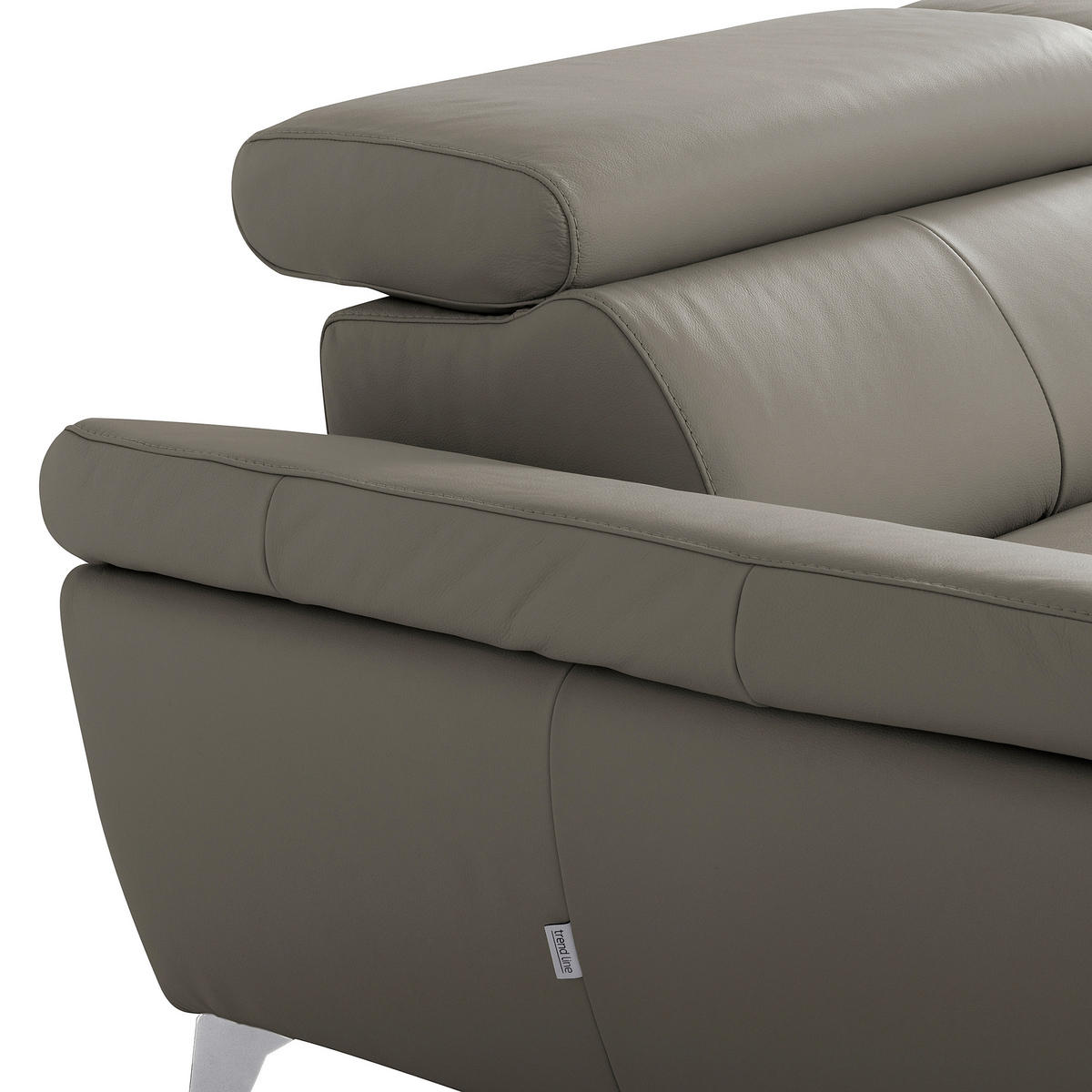 ECKSOFA SONO Schlammfarben Echtleder Lederlook Bettkasten, Armteilverstellung, Kopfteilverstellung  - Chromfarben/Schlammfarben, Design, Leder/Textil (252/179cm) - Livetastic