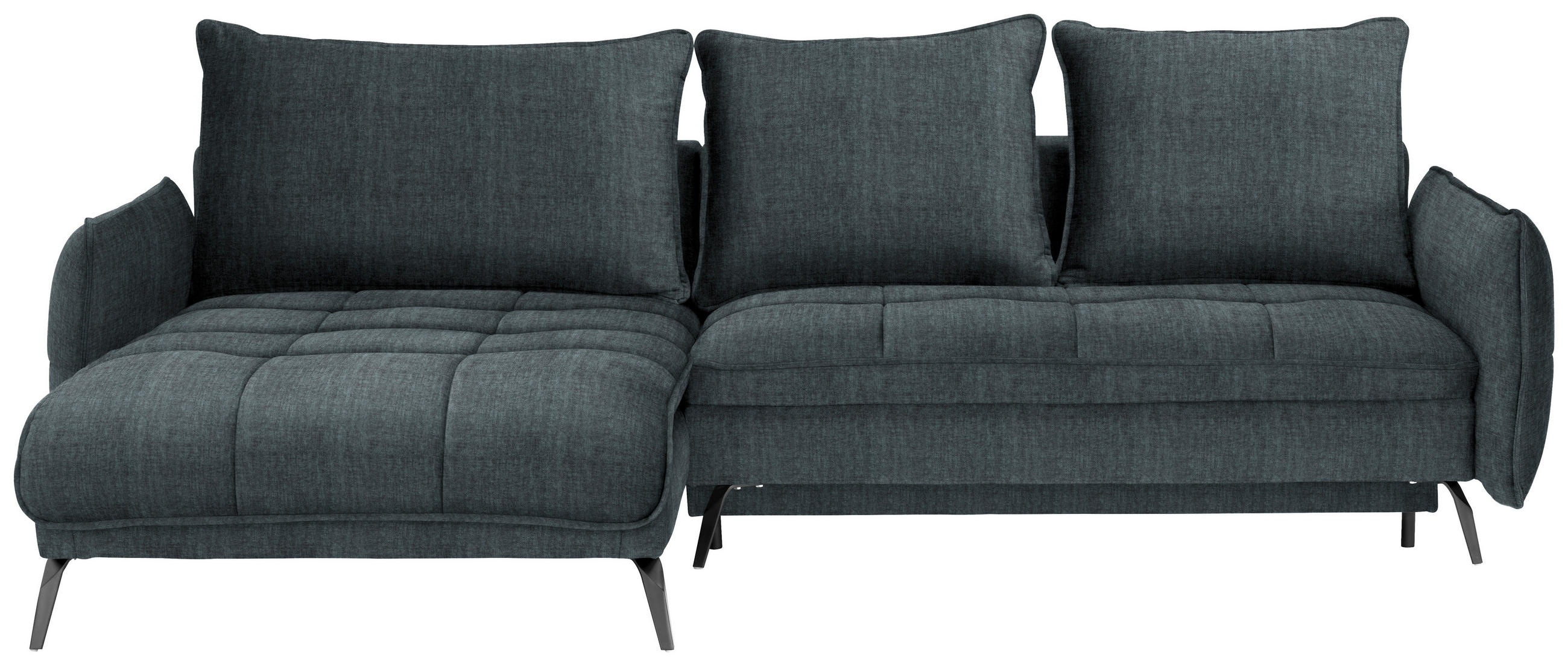 ECKSOFA in Flachgewebe Blau, Grün  - Blau/Schwarz, Design, Textil/Metall (180/273cm) - Hom`in