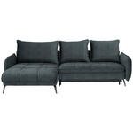 ECKSOFA in Flachgewebe Blau, Grün  - Blau/Schwarz, Design, Textil/Metall (180/273cm) - Hom`in