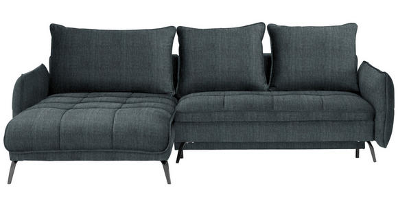 ECKSOFA in Flachgewebe Blau, Grün  - Blau/Schwarz, Design, Textil/Metall (180/273cm) - Hom`in