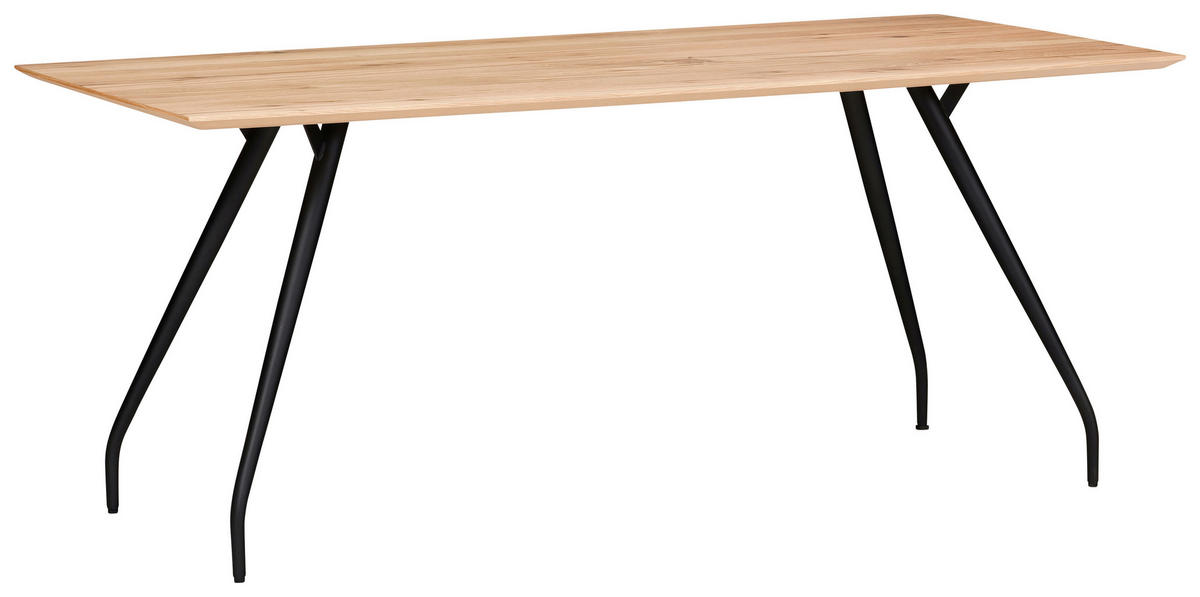 ESSTISCH Eiche furniert rechteckig Naturfarben, Eichefarben  - Eichefarben/Schwarz, Design, Holz/Holzwerkstoff (160/90/76cm) - Moderano