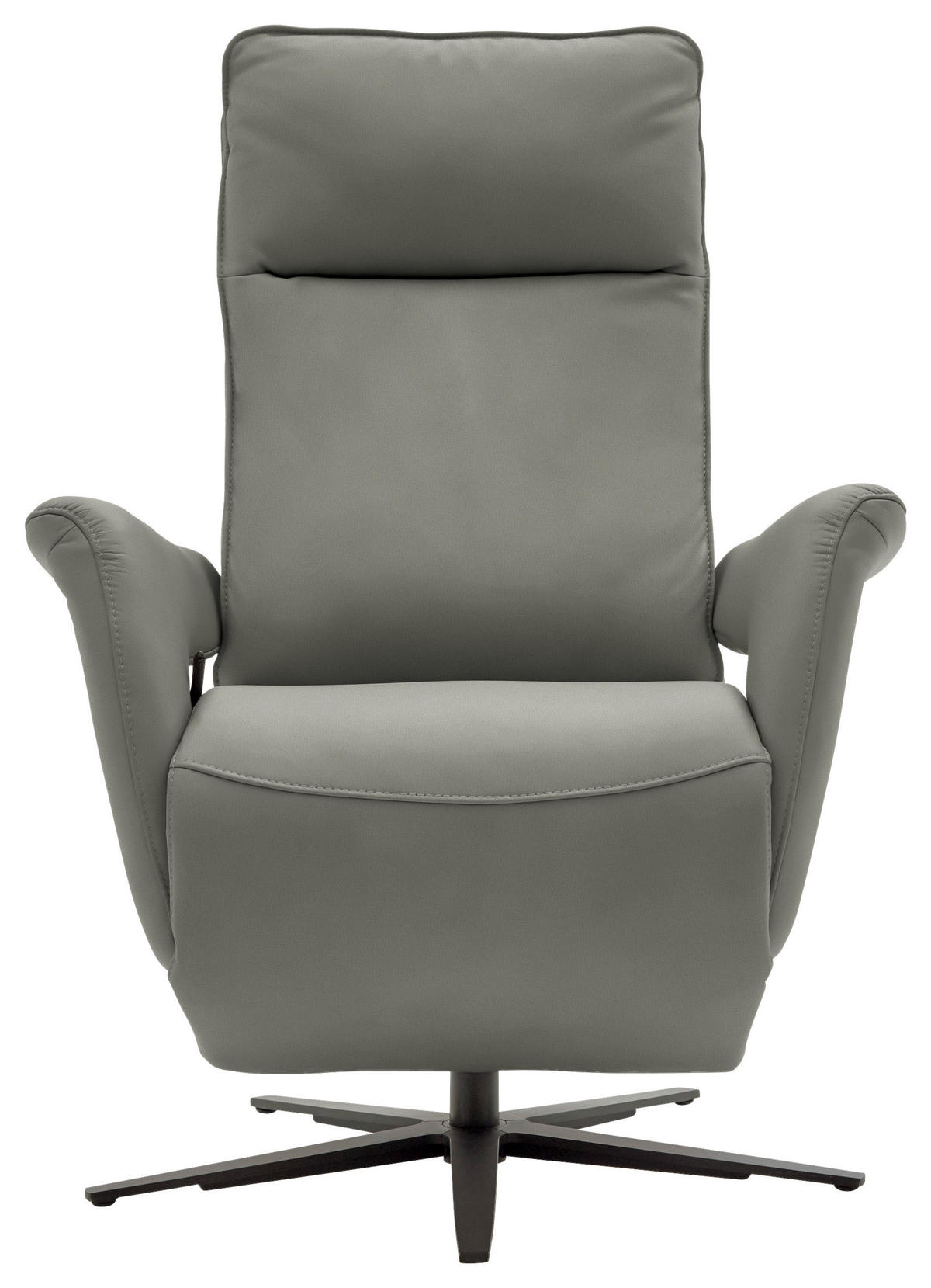 RELAXSESSEL in Leder Grau  - Schwarz/Grau, Design, Leder/Metall (83/116/87cm) - Valdera