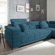 ECKSOFA in Mikrofaser Blau  - Chromfarben/Blau, Design, Textil/Metall (301/207cm) - Xora