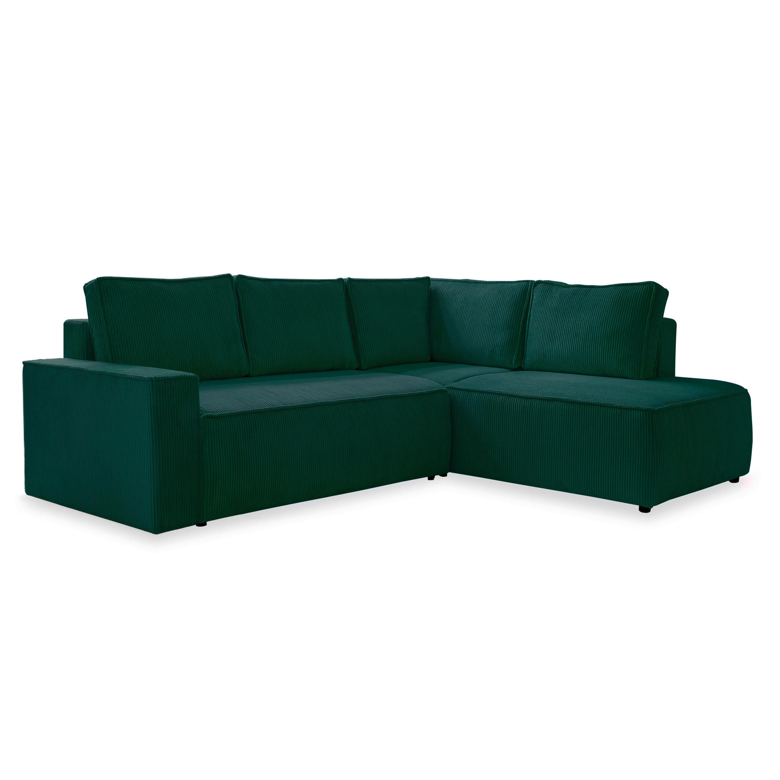 ECKSOFA in Cord Dunkelgrün - Dunkelgrün/Schwarz, Design, Kunststoff/Textil (247/194cm) - MID.YOU