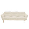 3-SITZER-SOFA in Webstoff Creme  - Buchefarben/Creme, Design, Holz/Textil (209/87/88cm) - Livetastic