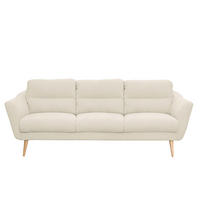 3-SITZER-SOFA in Webstoff Creme  - Buchefarben/Creme, Design, Holz/Textil (209/87/88cm) - Livetastic