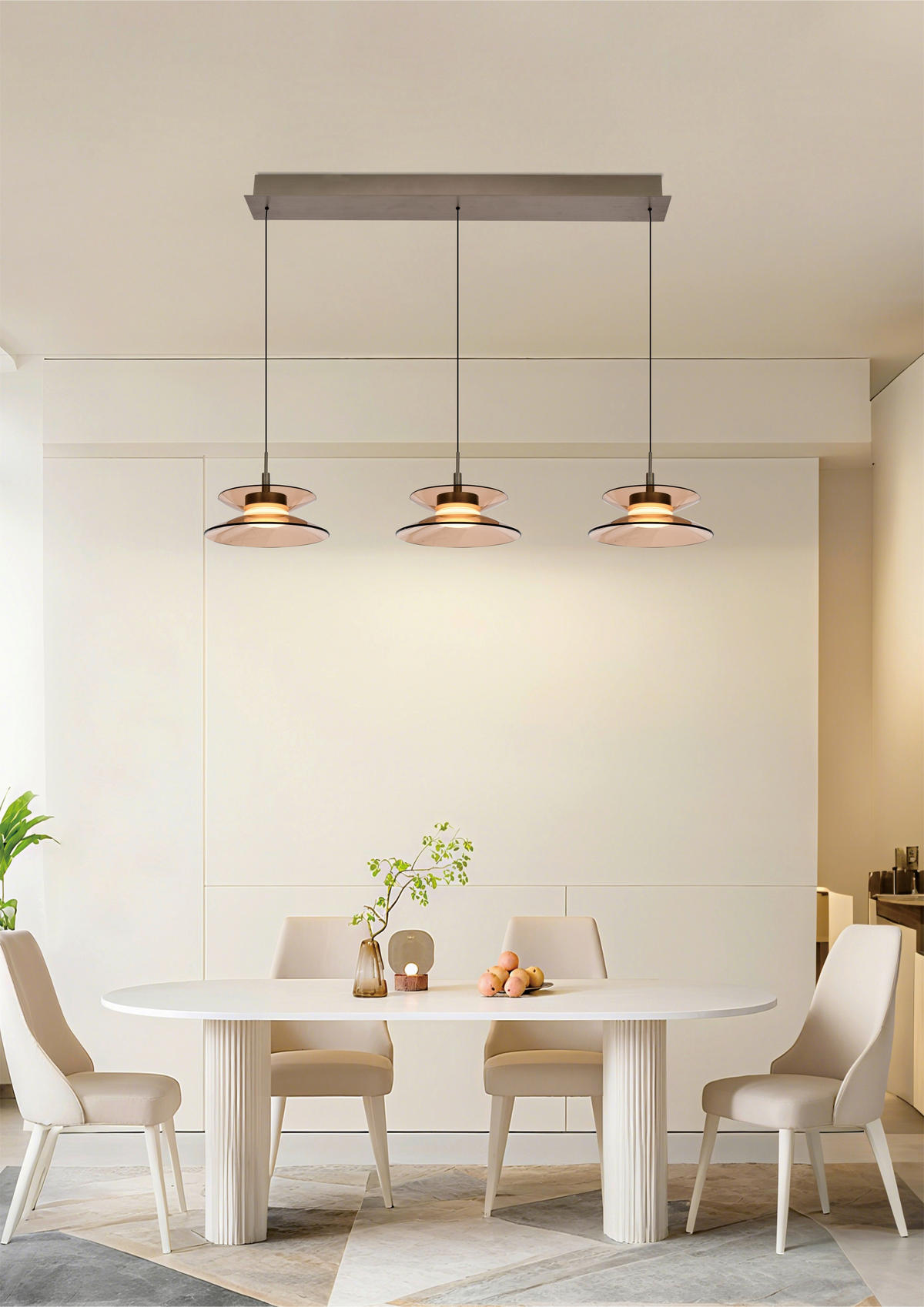 LED-HÄNGELEUCHTE Crema 96/150/22 cm  - Bronzefarben, Design, Glas/Metall (96/150/22cm)