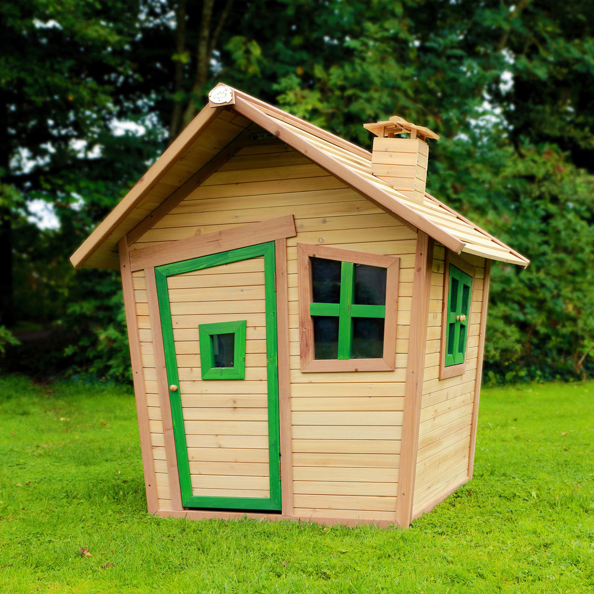 SPIELHAUS 144/146/157 cm  - Braun/Grün, KONVENTIONELL, Holz (144/146/157cm) - Ambia Garden