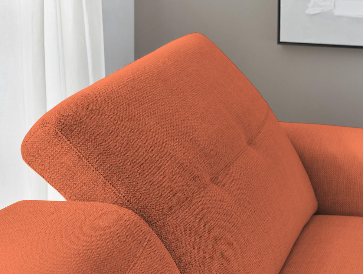ECKSOFA Orange Struktur  - Eichefarben/Schwarz, Design, Holz/Textil (163/305cm) - Novel