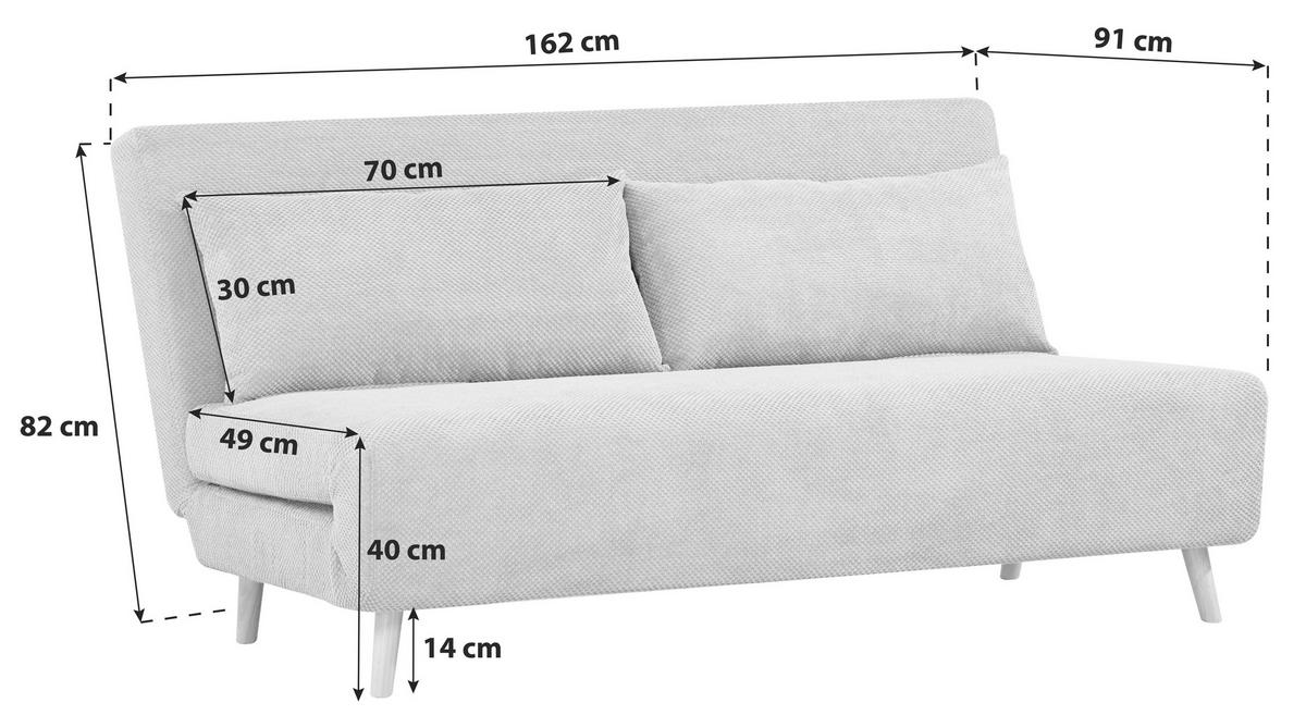 SCHLAFSOFA Cord Grau  - Naturfarben/Grau, MODERN, Holz/Textil (162/82/91cm) - MID.YOU