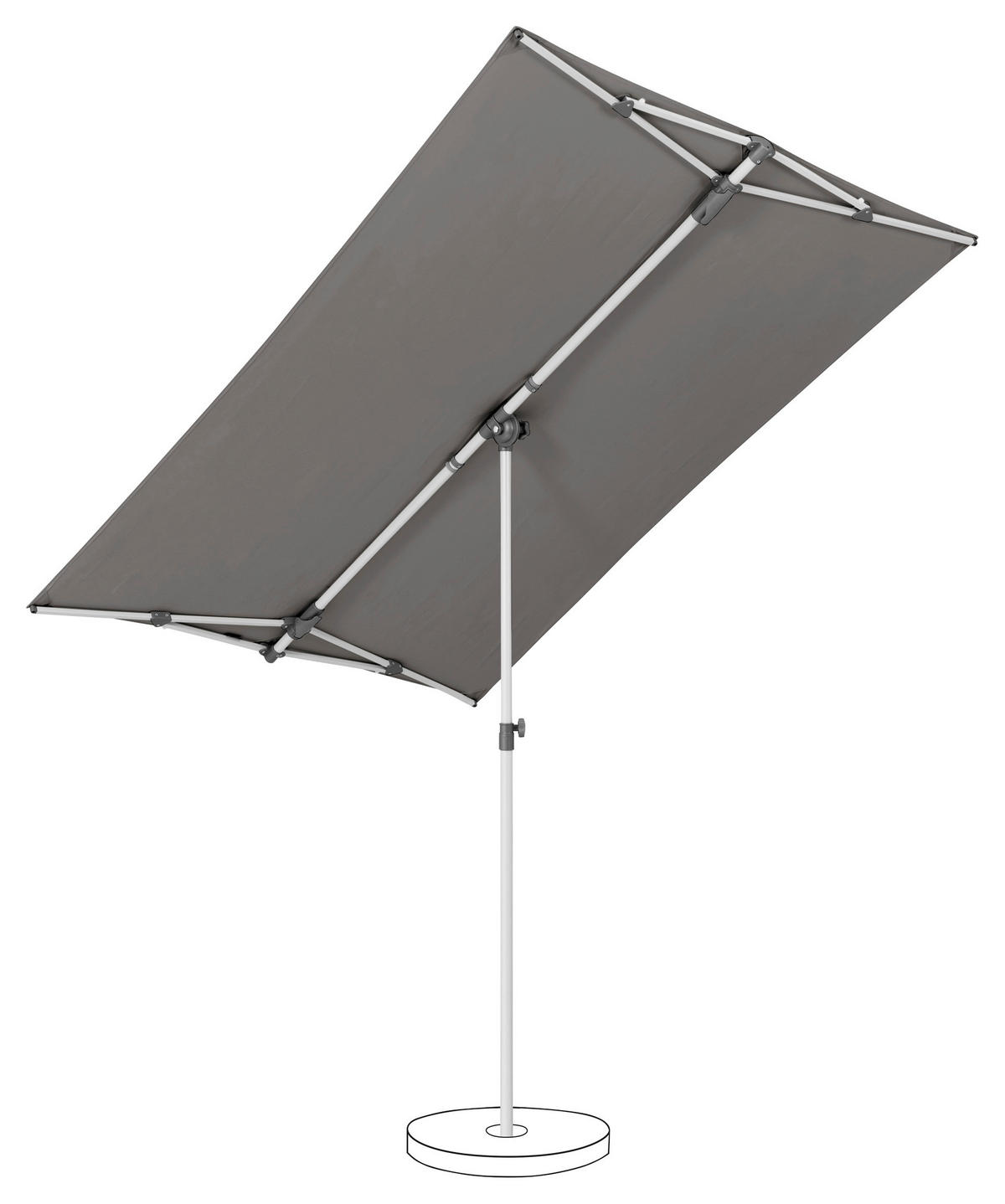 SONNENSCHIRM 210x150 cm Grau  - Silberfarben/Grau, KONVENTIONELL, Textil/Metall (210/150cm) - Suncomfort by Glatz