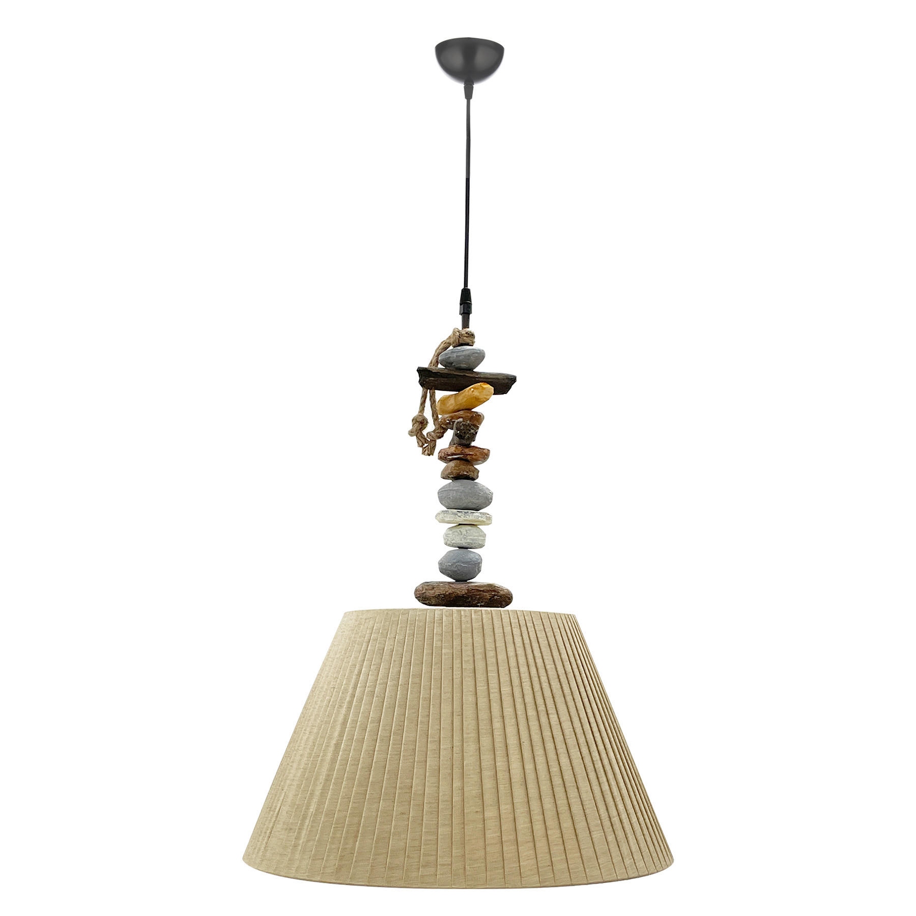 PENDELLEUCHTE 45/110 cm  - Hellbraun/Dunkelbraun, KONVENTIONELL, Kunststoff/Textil (45/110cm)