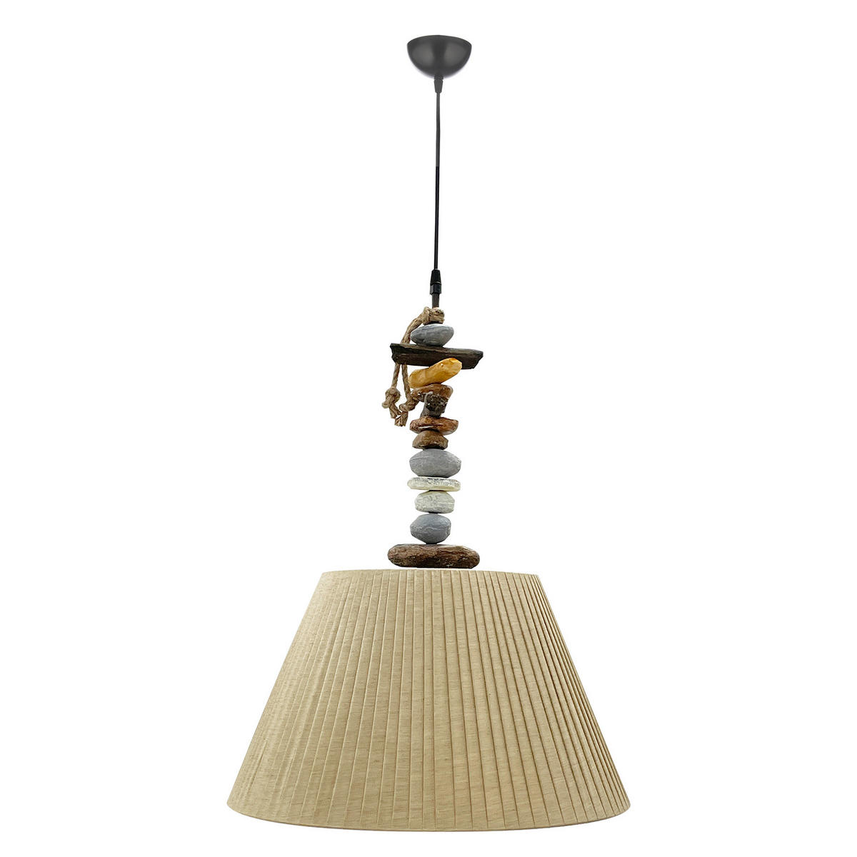 PENDELLEUCHTE 45/110 cm  - Hellbraun/Dunkelbraun, KONVENTIONELL, Kunststoff/Textil (45/110cm)