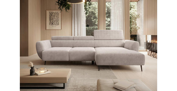 ECKSOFA  in Cord Naturfarben  277/174 cm  - Schwarz/Naturfarben, KONVENTIONELL, Textil/Metall (277/174cm) - Carryhome