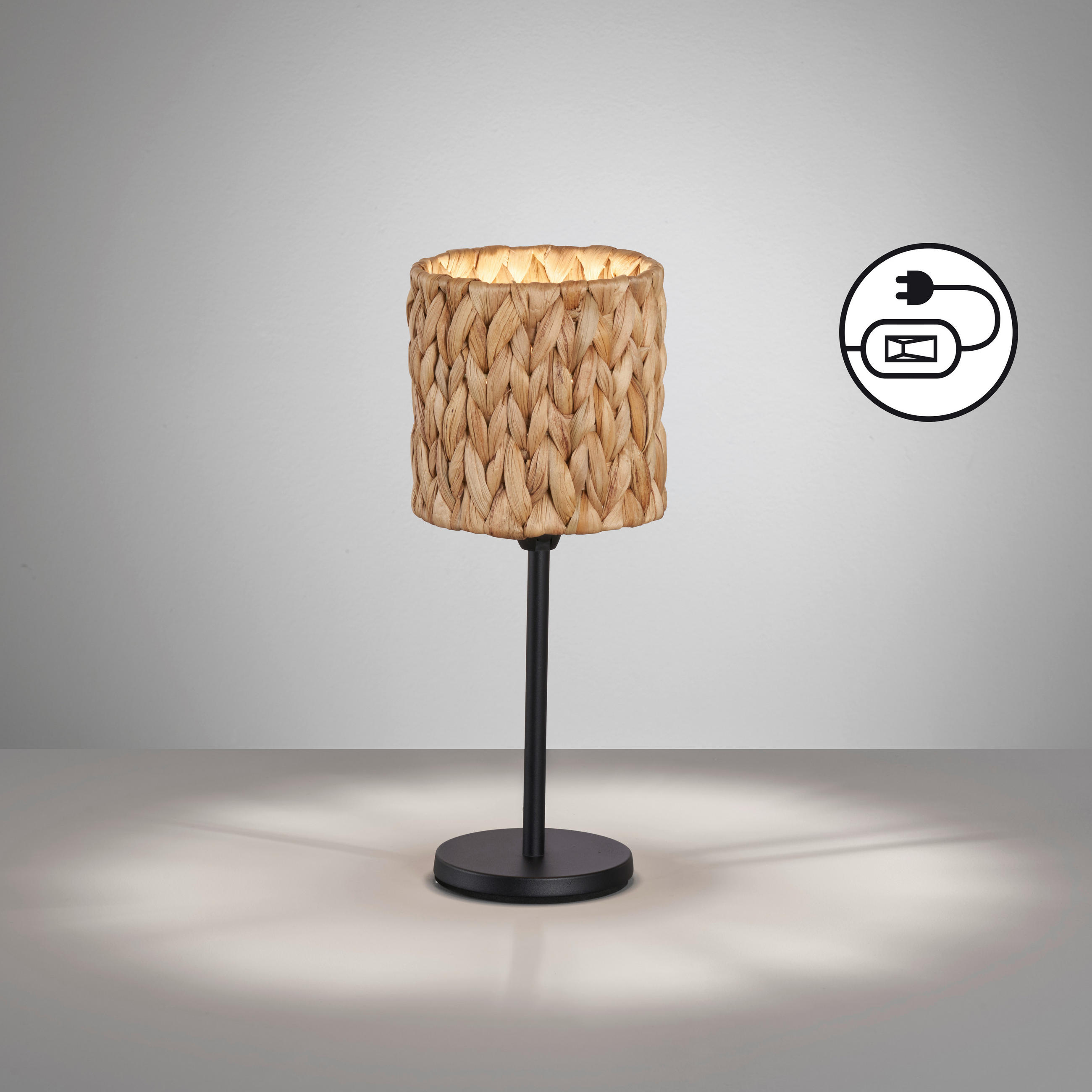 BORDSLAMPA 13/33 cm   - sandfärgad/svart, Natur, metall/trä (13/33cm) - Fischer & Honsel