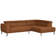 ECKSOFA in Struktur Rostfarben  280/205 cm  - Rostfarben/Schwarz, Design, Textil/Metall (280/205cm) - Xora