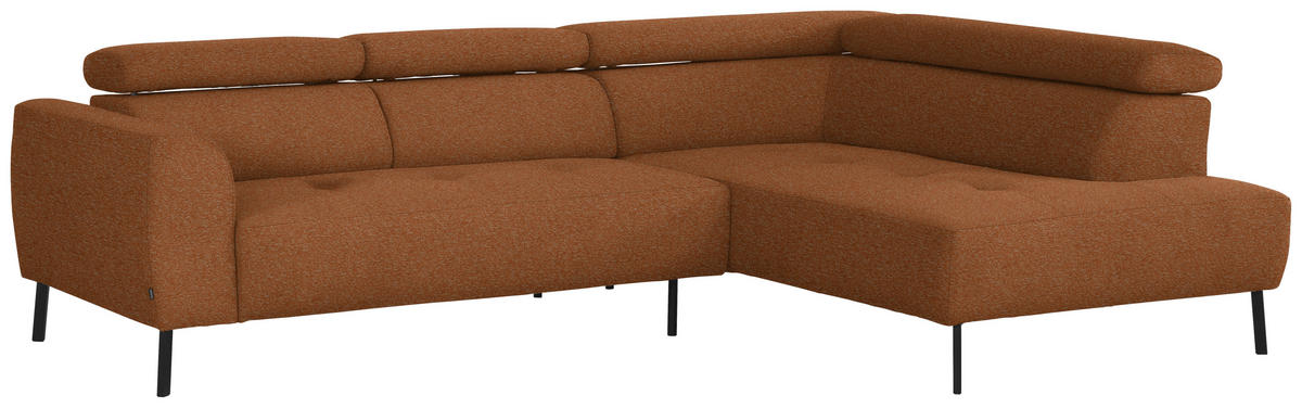 ECKSOFA in Struktur Rostfarben  280/205 cm  - Rostfarben/Schwarz, Design, Textil/Metall (280/205cm) - Xora
