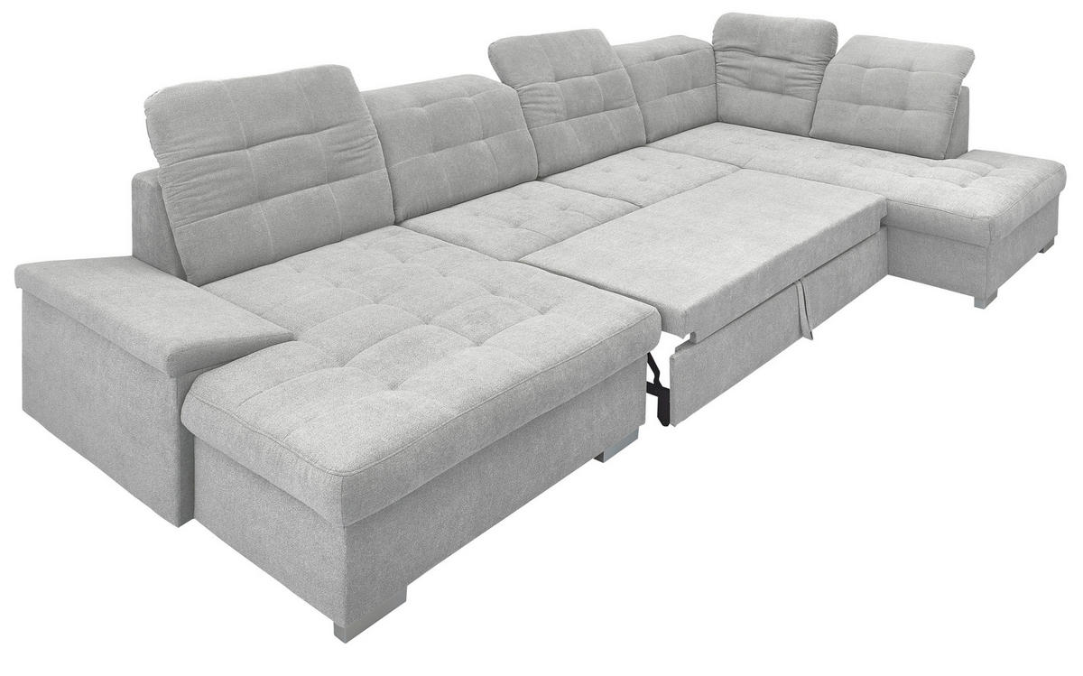 WOHNLANDSCHAFT Silberfarben Mikrofaser  - Chromfarben/Silberfarben, Design, Kunststoff/Textil (169/330/212cm) - Livetastic
