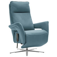 RELAXSESSEL in Leder Blau  - Blau/Edelstahlfarben, Design, Leder/Metall (79-83/116/87-176cm) - Valdera