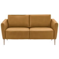 2-SITZER-SOFA  in Echtleder Currygelb   - Currygelb/Eichefarben, Natur, Leder/Holz (182/86/87cm) - Valnatura