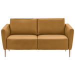 2-SITZER-SOFA  in Echtleder Currygelb   - Currygelb/Eichefarben, Natur, Leder/Holz (182/86/87cm) - Valnatura