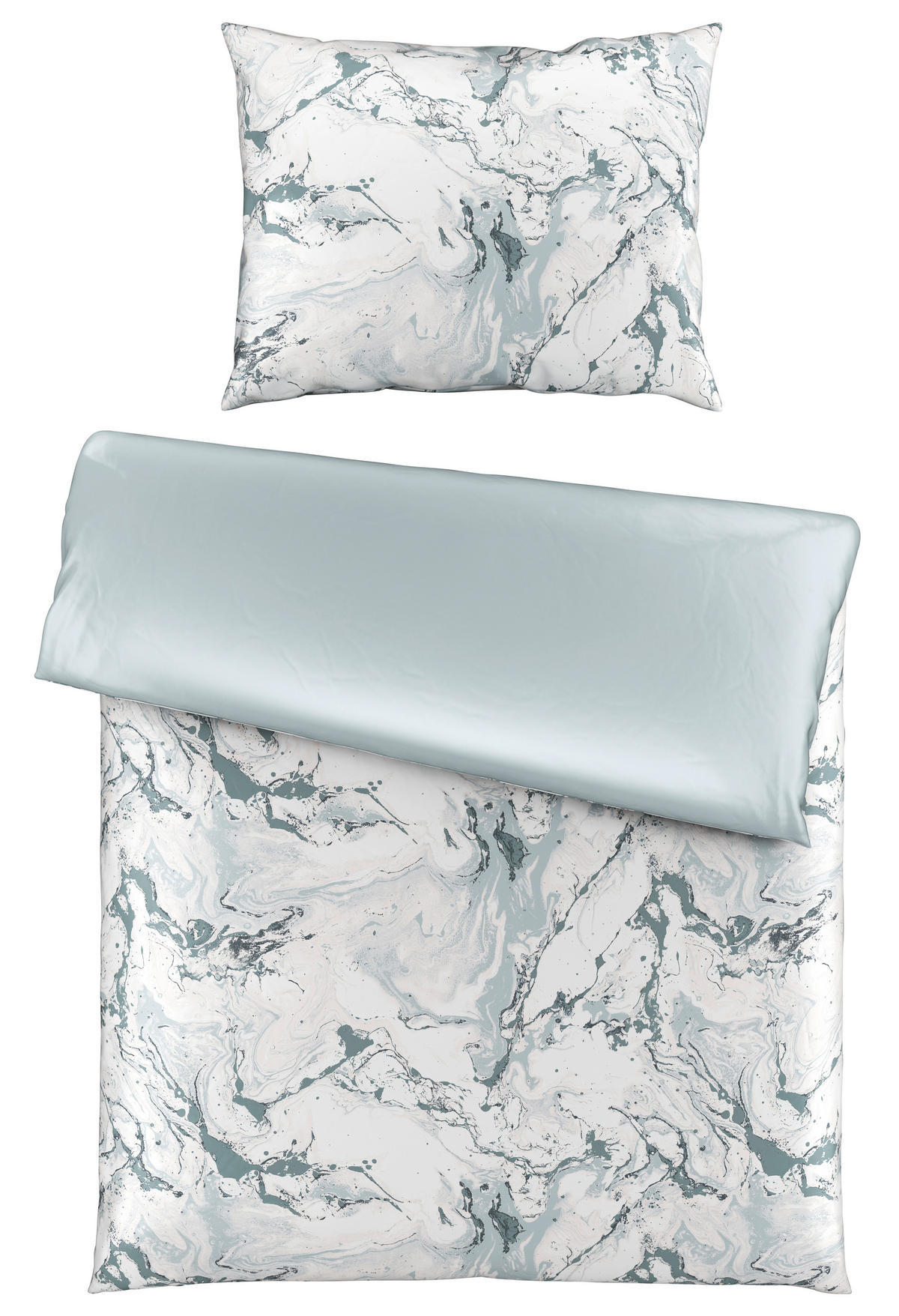 BETTWÄSCHESET MARMOR Satin 160/210 cm  50 cm/70 cm  - Weiss, Konventionell, Textil (160/210cm) - Novel
