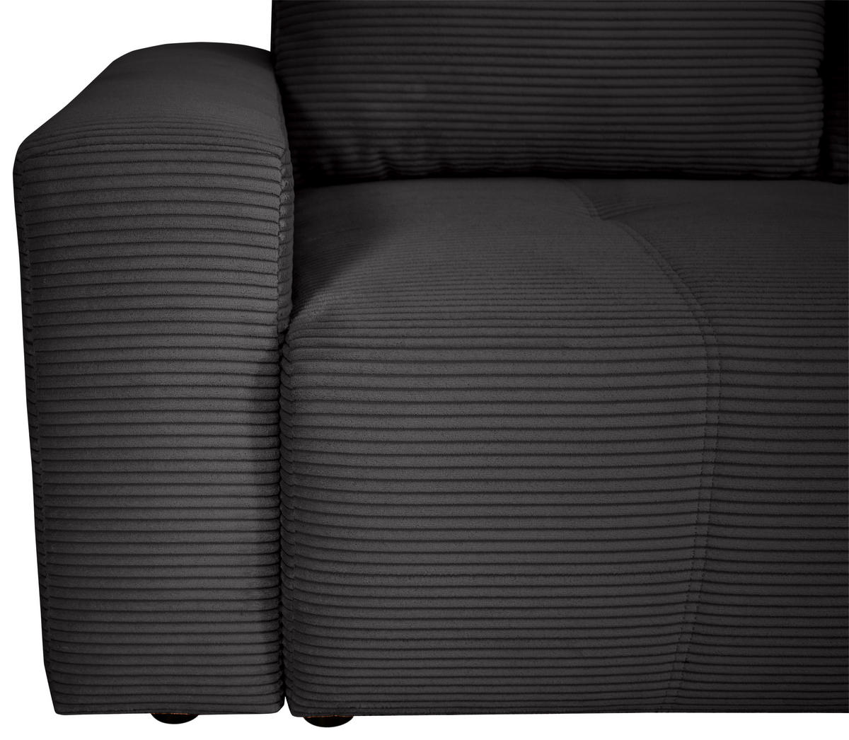 ECKSOFA in Cord Dunkelgrau  - Dunkelgrau/Schwarz, Design, Kunststoff/Textil (248/146cm) - MID.YOU
