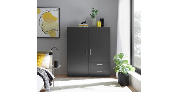 HIGHBOARD , 120/140/38 cm, 2 Schublade(n)  - Alufarben/Graphitfarben, KONVENTIONELL, Holzwerkstoff/Kunststoff (120/140/38cm) - Carryhome