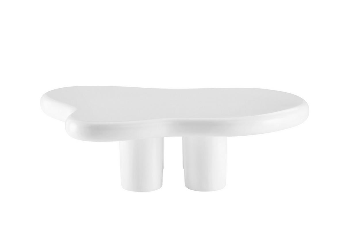 COUCHTISCH 123/89/35 cm Freiform Weiß  - Weiß, Design, Kunststoff (123/89/35cm) - Livetastic