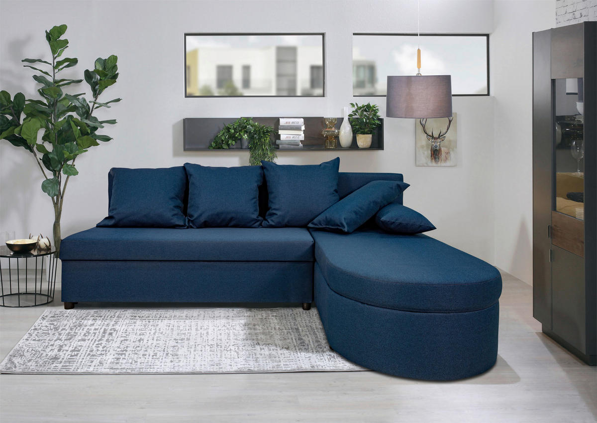 SEDEŽNA GARNITURA, tkanina temno modra  - črna/temno modra, Trend, umetna masa/tekstil (159/196cm) - Ti'me