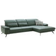 ECKSOFA Dieter Knoll Opal Echtleder  - Opal/Schwarz, Design, Leder/Metall (332/193cm) - Dieter Knoll